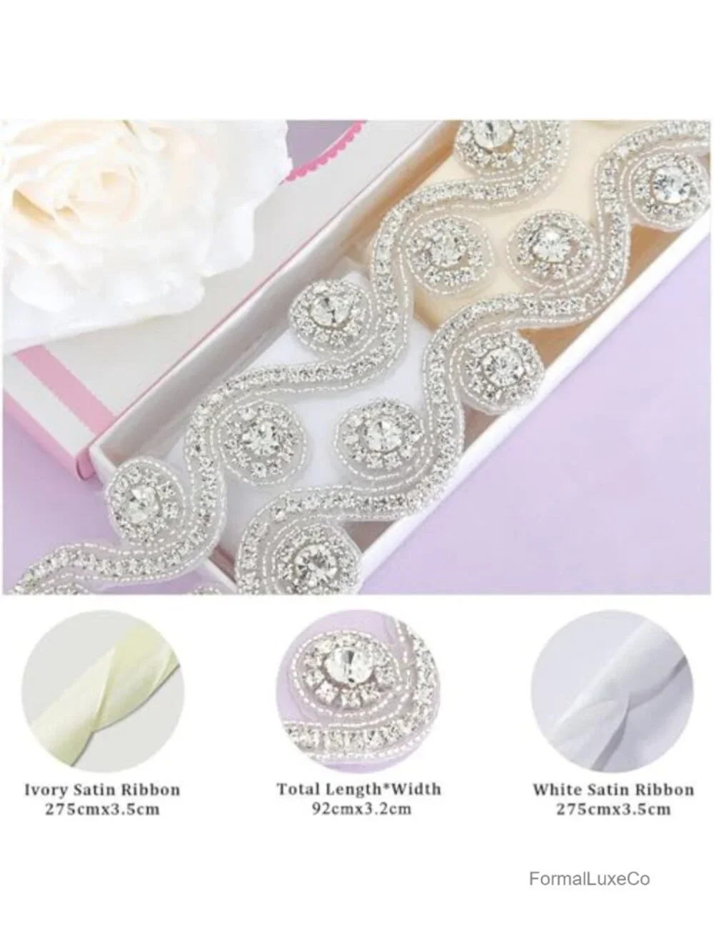 Crystal Rhinestone Applique Wedding Sash Belt - Design Your Dream Dress